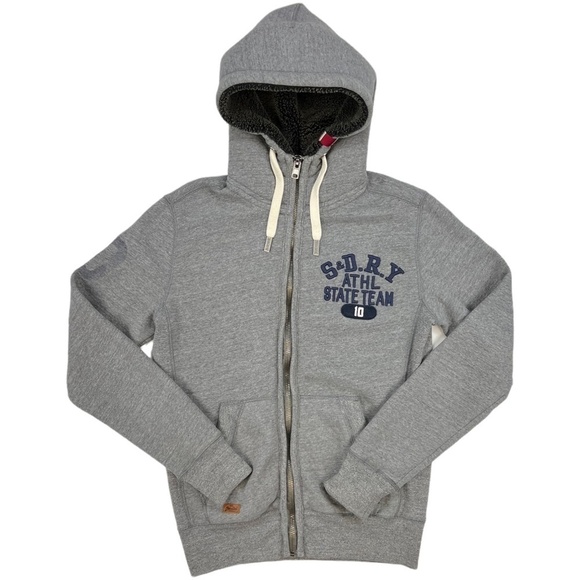 SuperDry Men's Core Applique Full Zip Hoodie Sweatshirt Gray Small - Picture 1 of 13